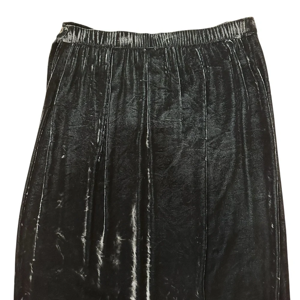 Eileen Fisher Sz Med Wrap Skirt & Top Green Teal Velvet Silk Blend Two Pc Set